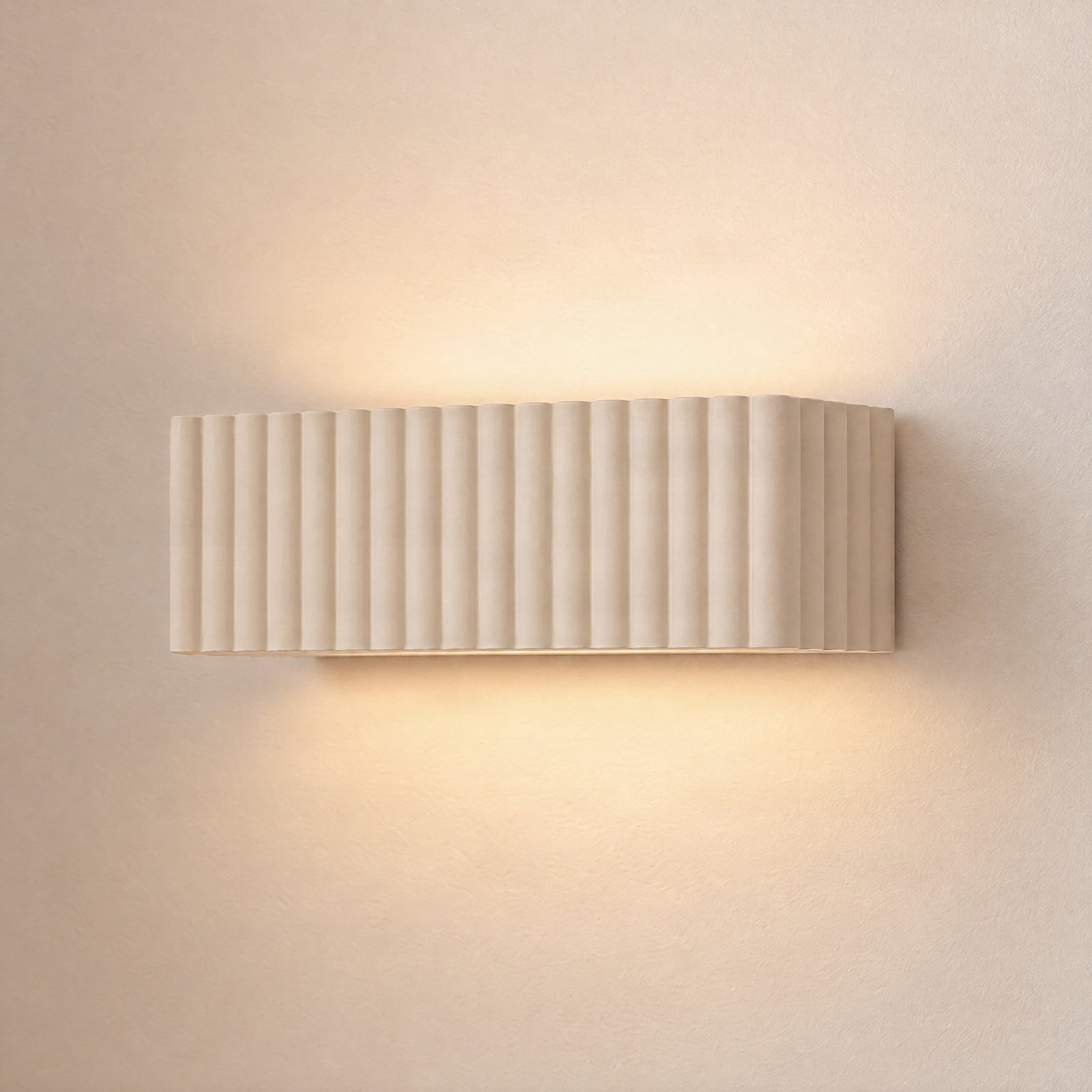 SOLLUX LIGHTING Zidna svjetiljka Rigata, bež, keramika, duljina 34 cm, gore/dolje - Područje hodnika - Moderan