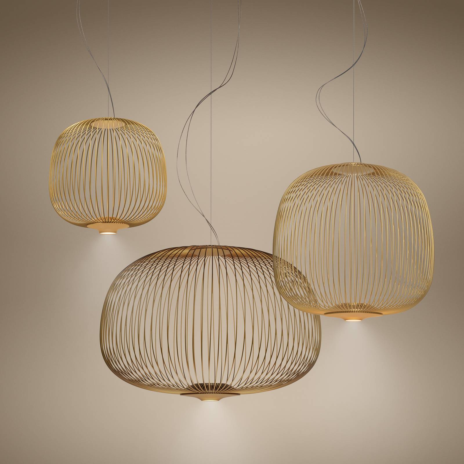 Foscarini Spokes 2 piccola lampa wisząca złota