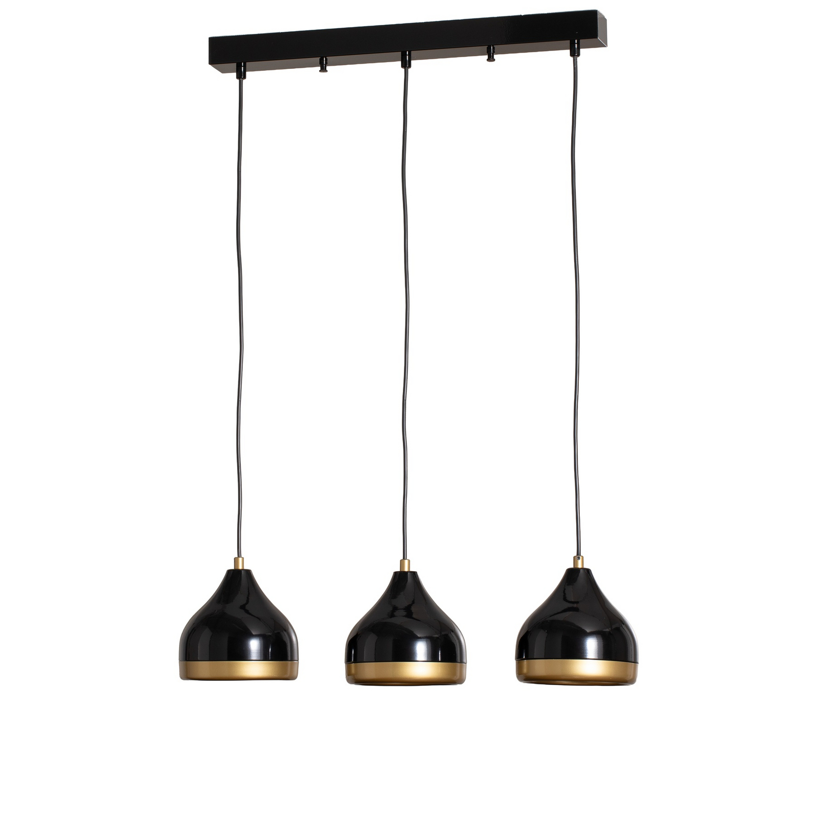 Závěsné světlo Yildo, lineární, 3 žárovky, černé/zlaté, kov