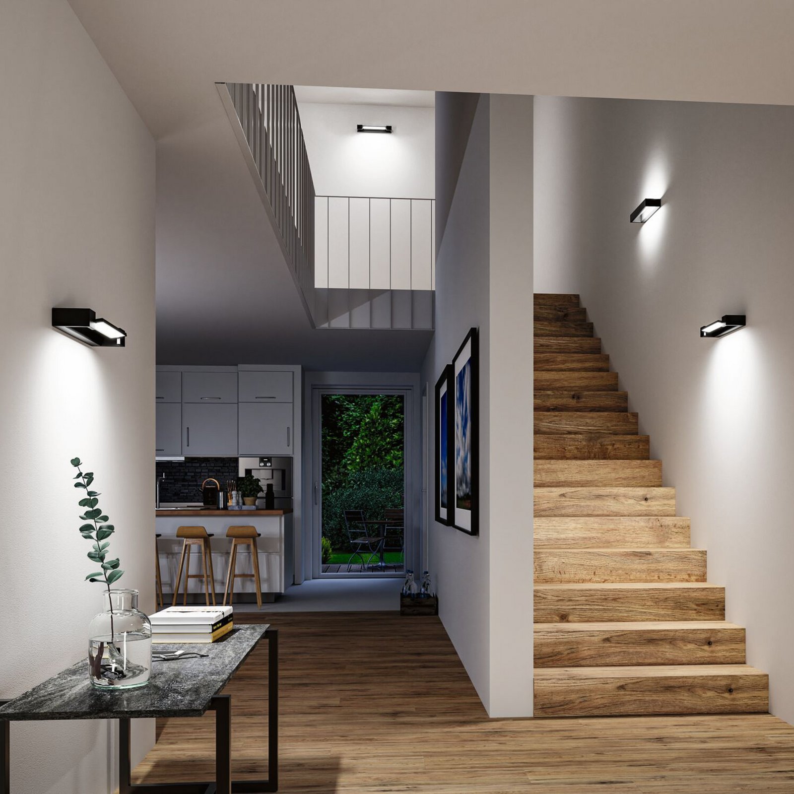 Paulmann LED sienas lampa Lucille, melna, 40 cm IP44 dim