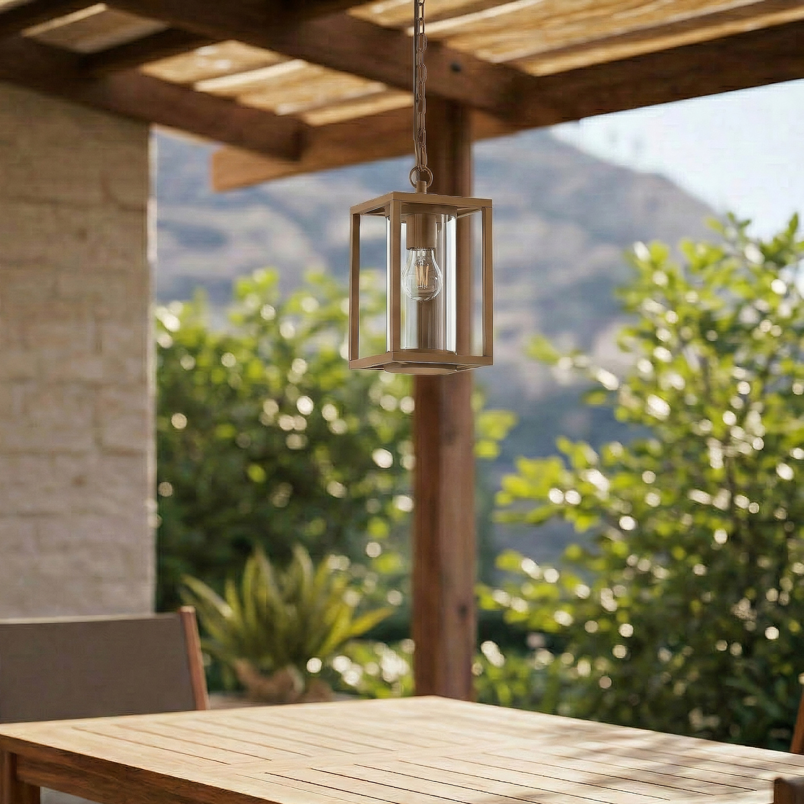 Lucande utendørs pendellampe Ferda, brun, IP44, glass, E27 Lucande utendørs pendellampe Ferda, brun, IP44, glass, E27