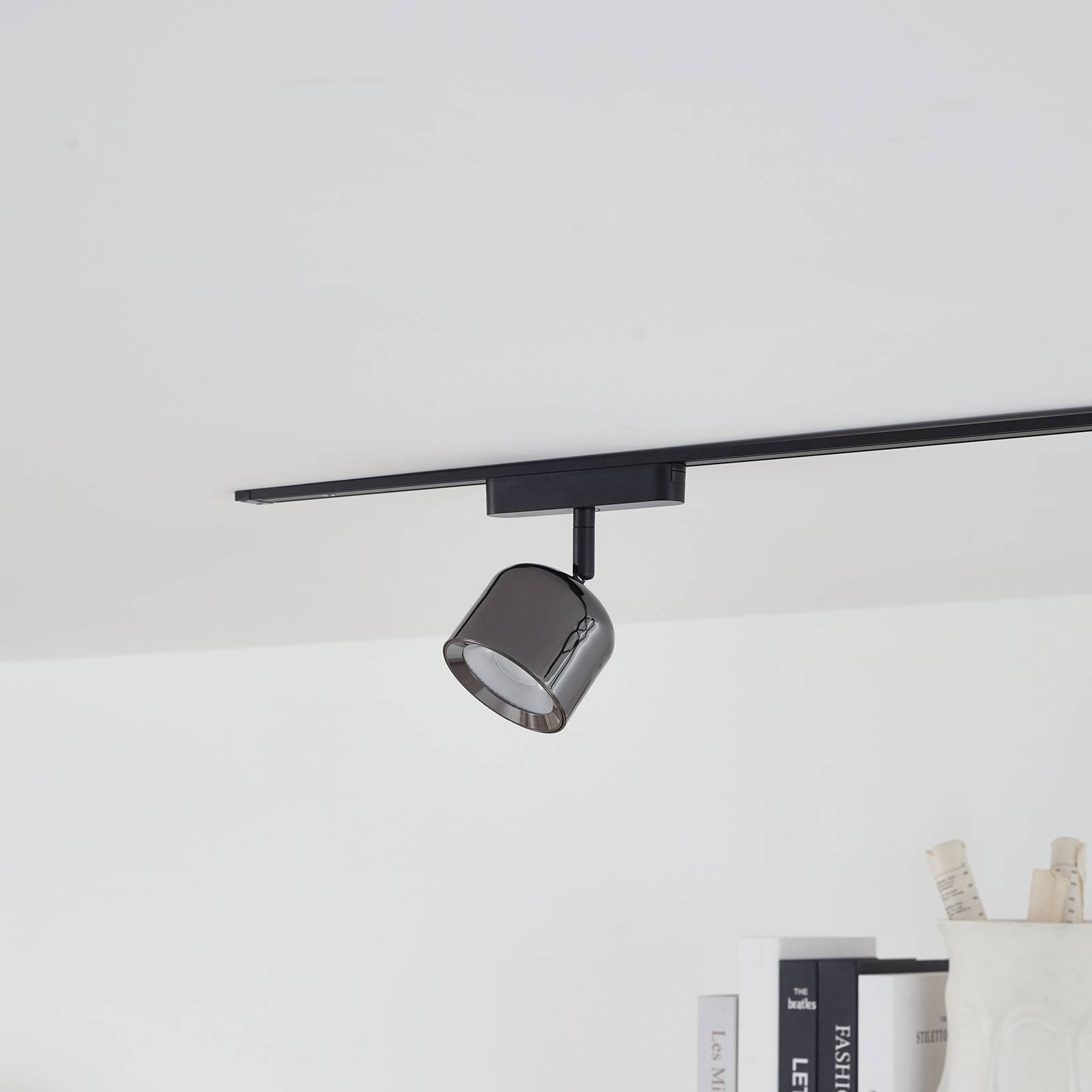 Spot LED Lindby 48 V Lumaro, szary, Ø 8,2 cm, aluminium, ściemniany