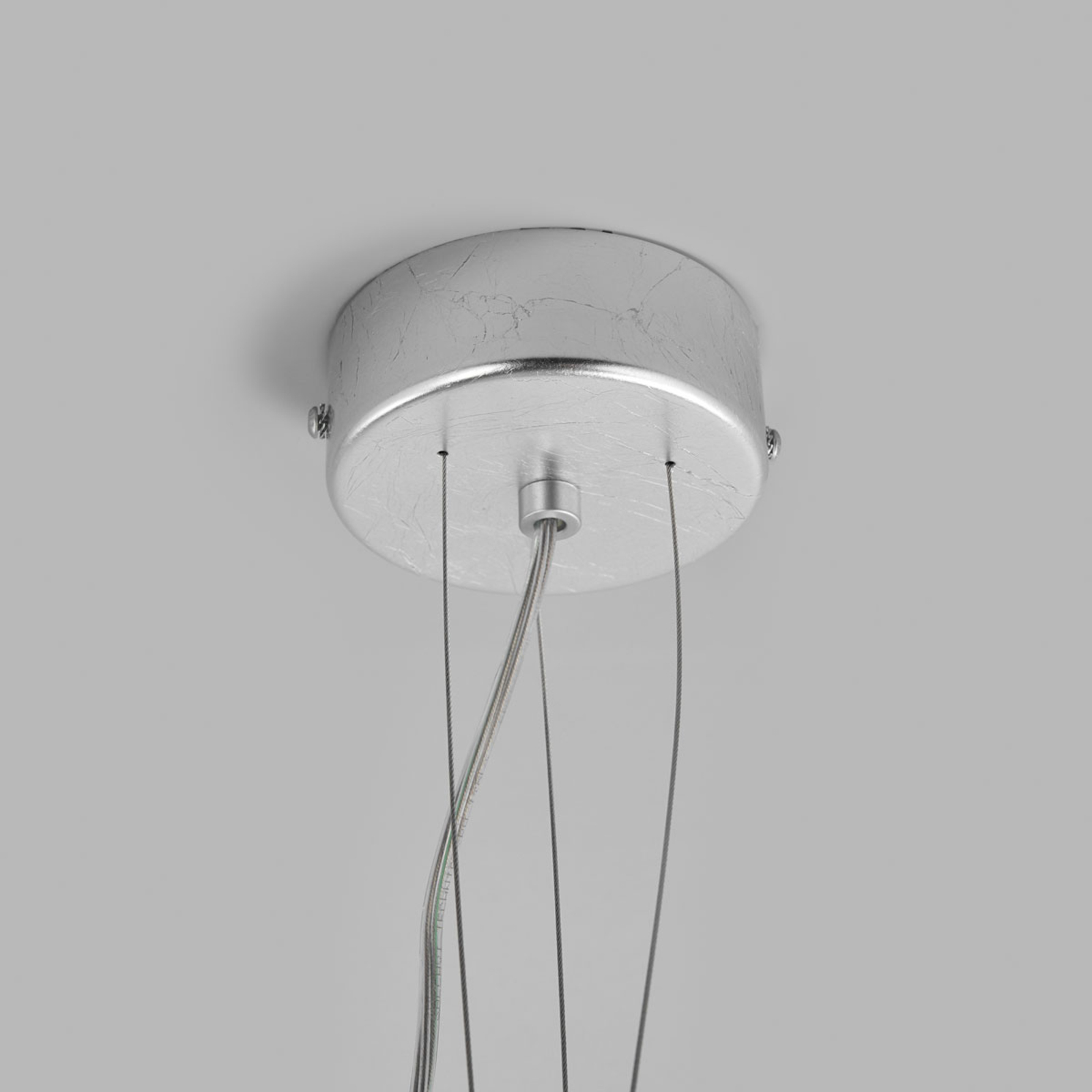Lampă suspendată Pura cu frunze de argint, 60cm, 8x G9