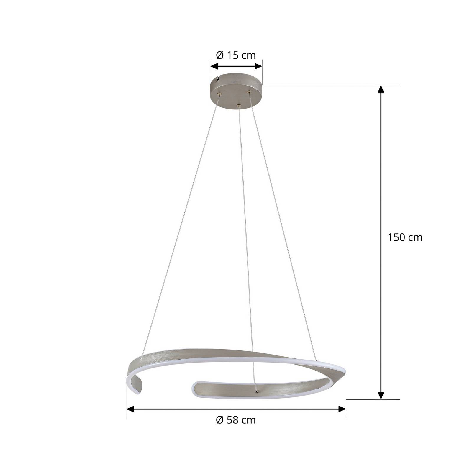 Żyrandol LED Lucande Eloura, srebrna, Ø58 cm, metal, CCT