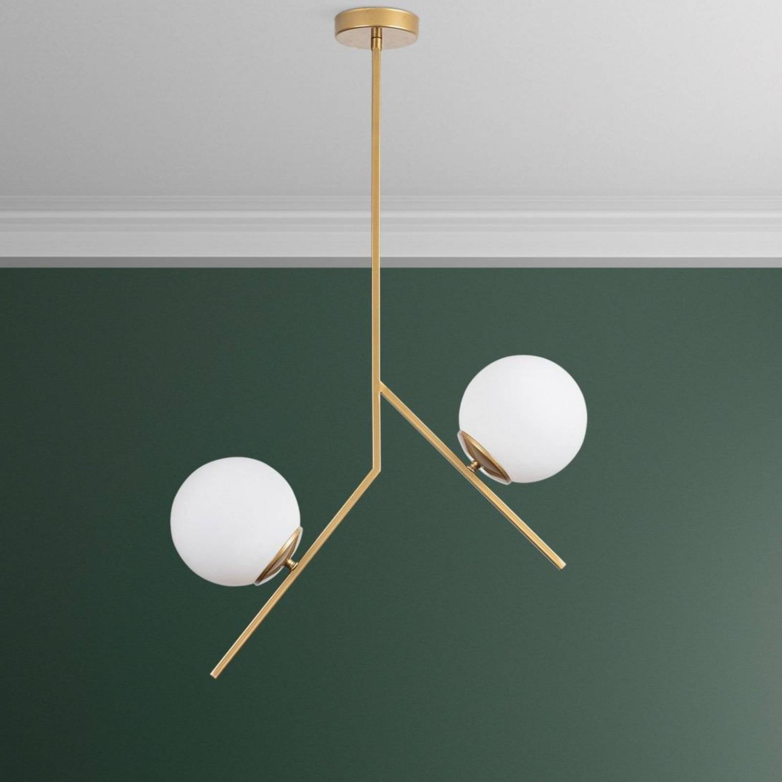 Hängeleuchte Dolunay, 43 cm lang, 2-flammig, goldfarben, E27 günstig online kaufen