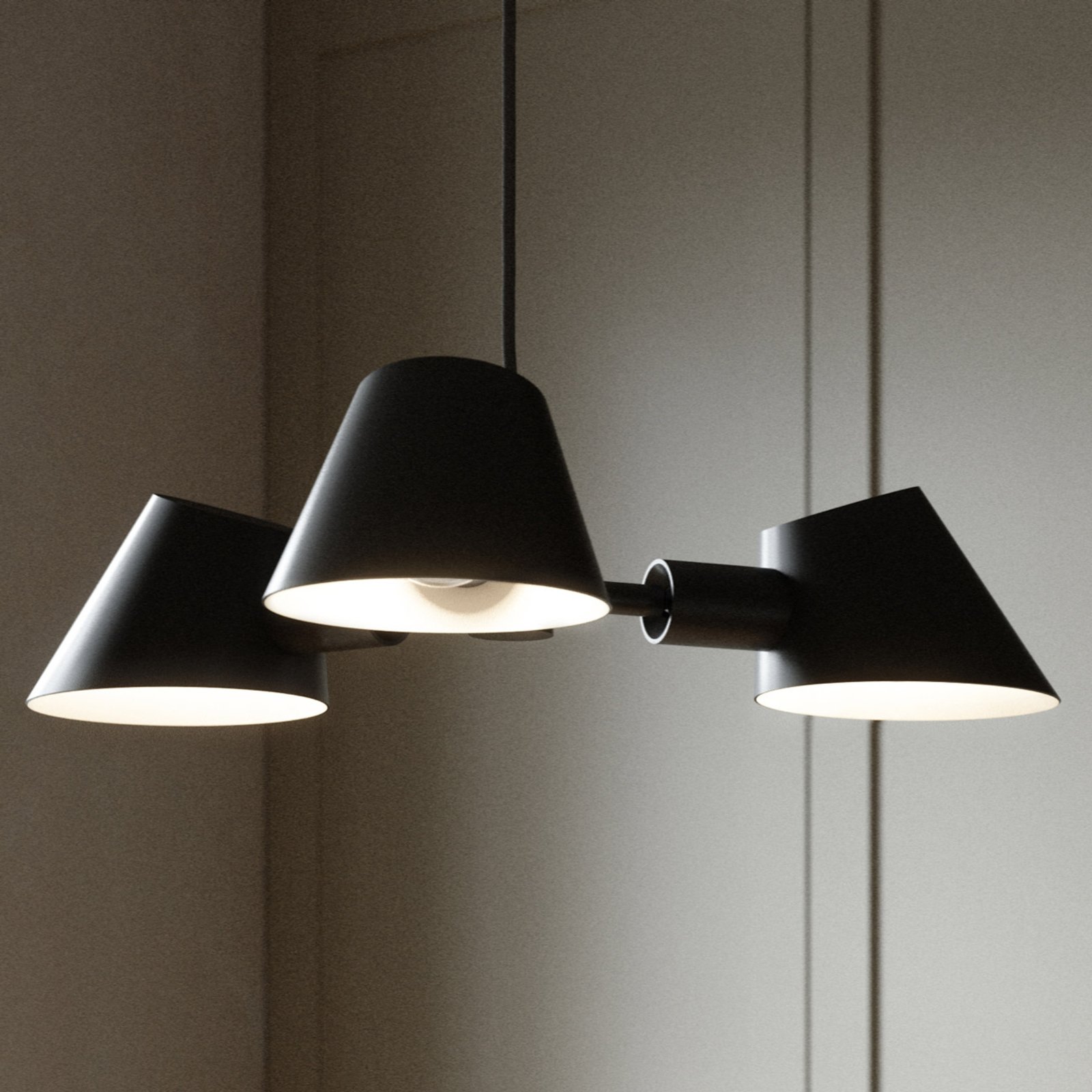 Hanglamp Stay, 3-lamps, zwart