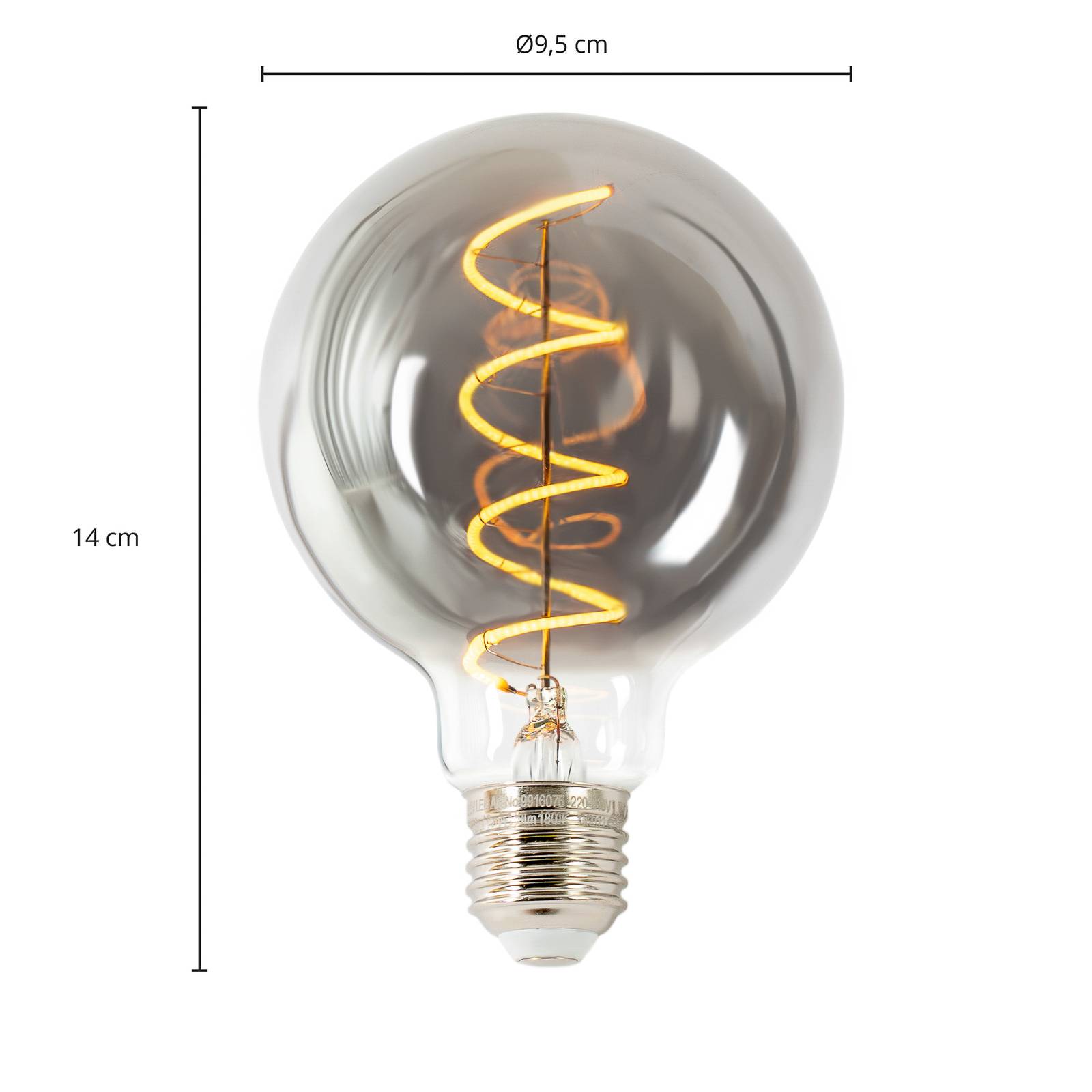 Żarówka globe kulista LED E27 3,8W, G95, 1800K, dymna