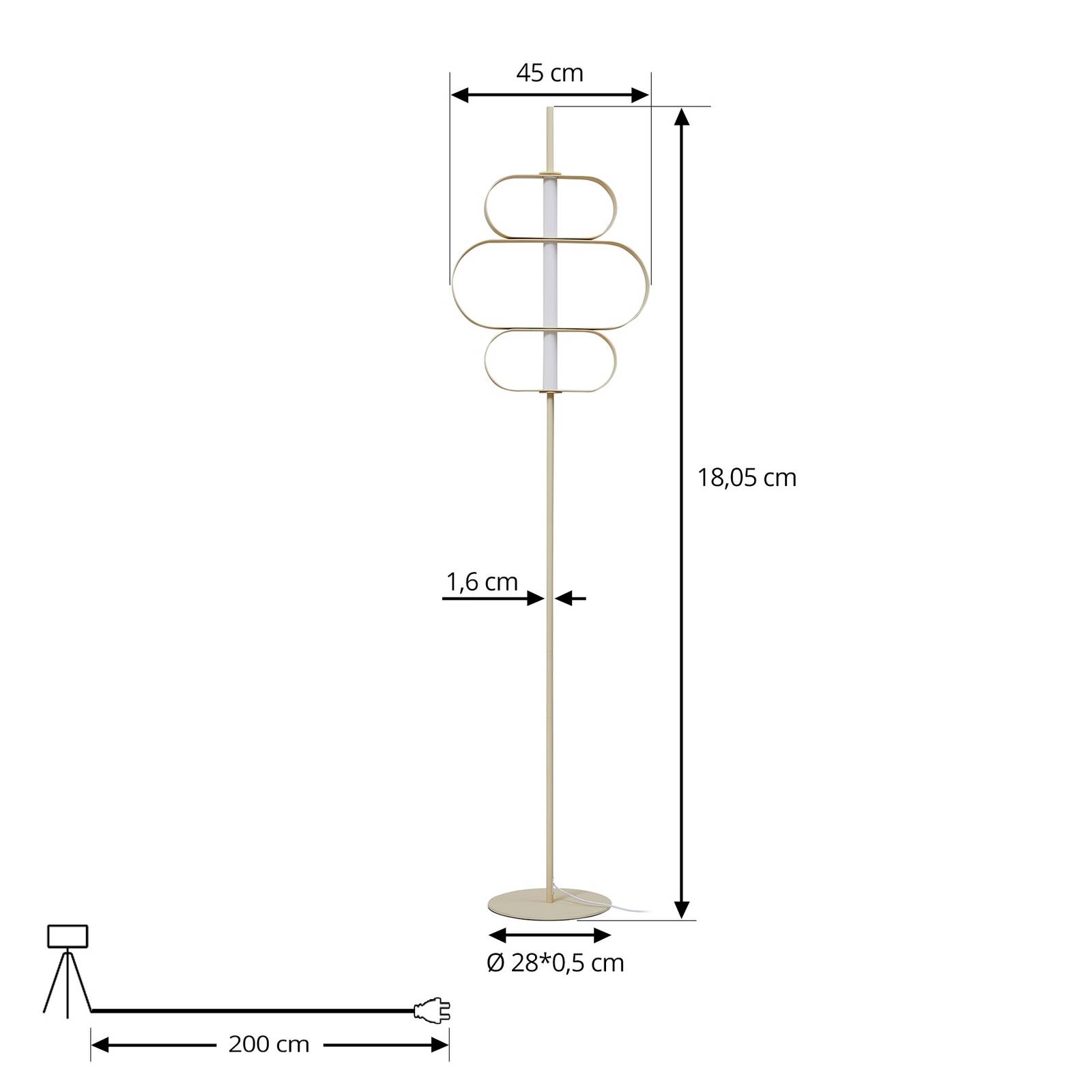 Lampa stojąca LED Lucande Audrina, beżowy, metal, ściemniany