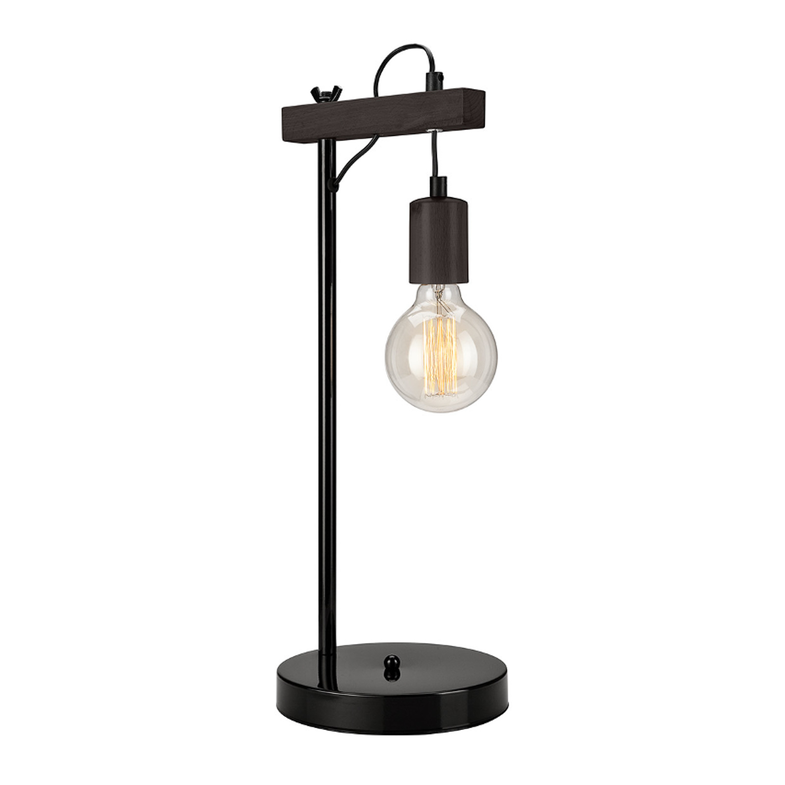 LamKUR Tyske table lamp, wooden details wenge, for Living / Dining Room, wood, metal, E27, 60 W, energy efficiency: A++, H: 56 cm