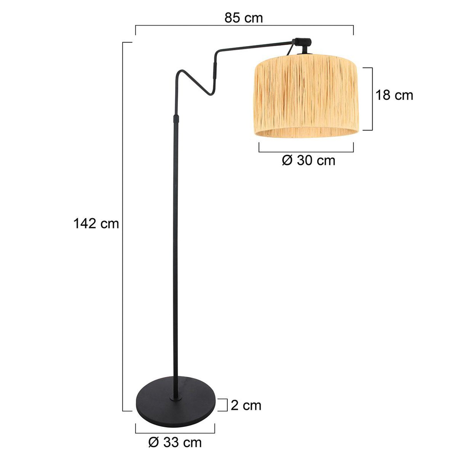 Stojací lampa Linstrom, kov, tráva, černá, béžová