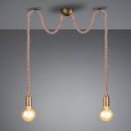 Rope pendant lamp with a decorative rope, 2-bulb