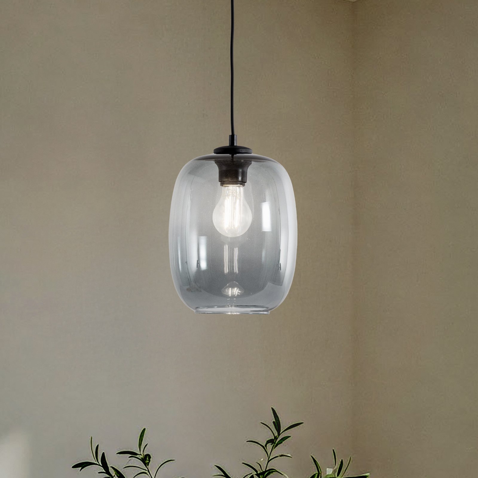 Suspension Elio, verre, graphite, à 1 lampe