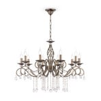 Maytoni Grace chandelier antique brass metal/glass 10-bulb.