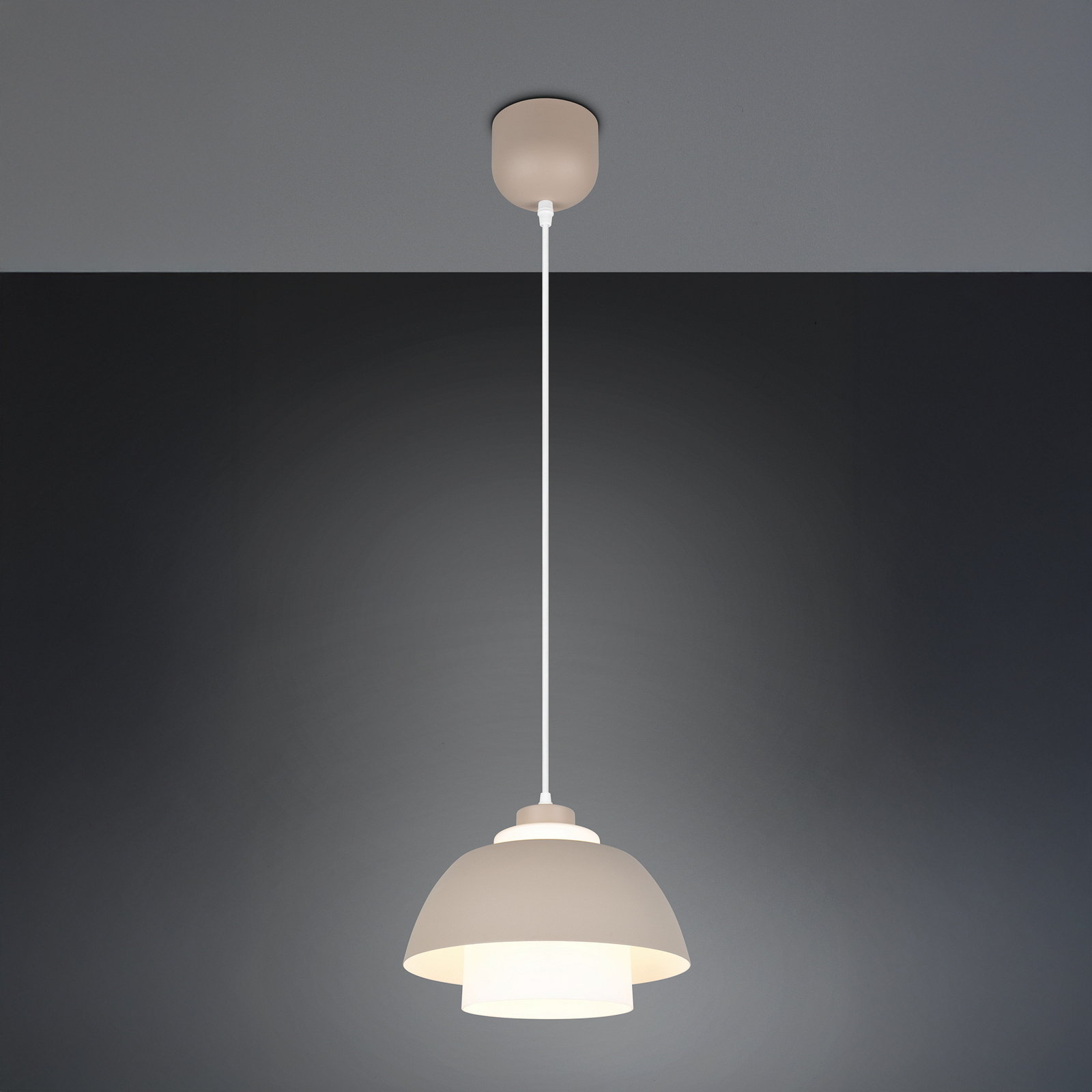 Hanglamp Tilos, beige, Ø 30 cm, metaal/glas, E27