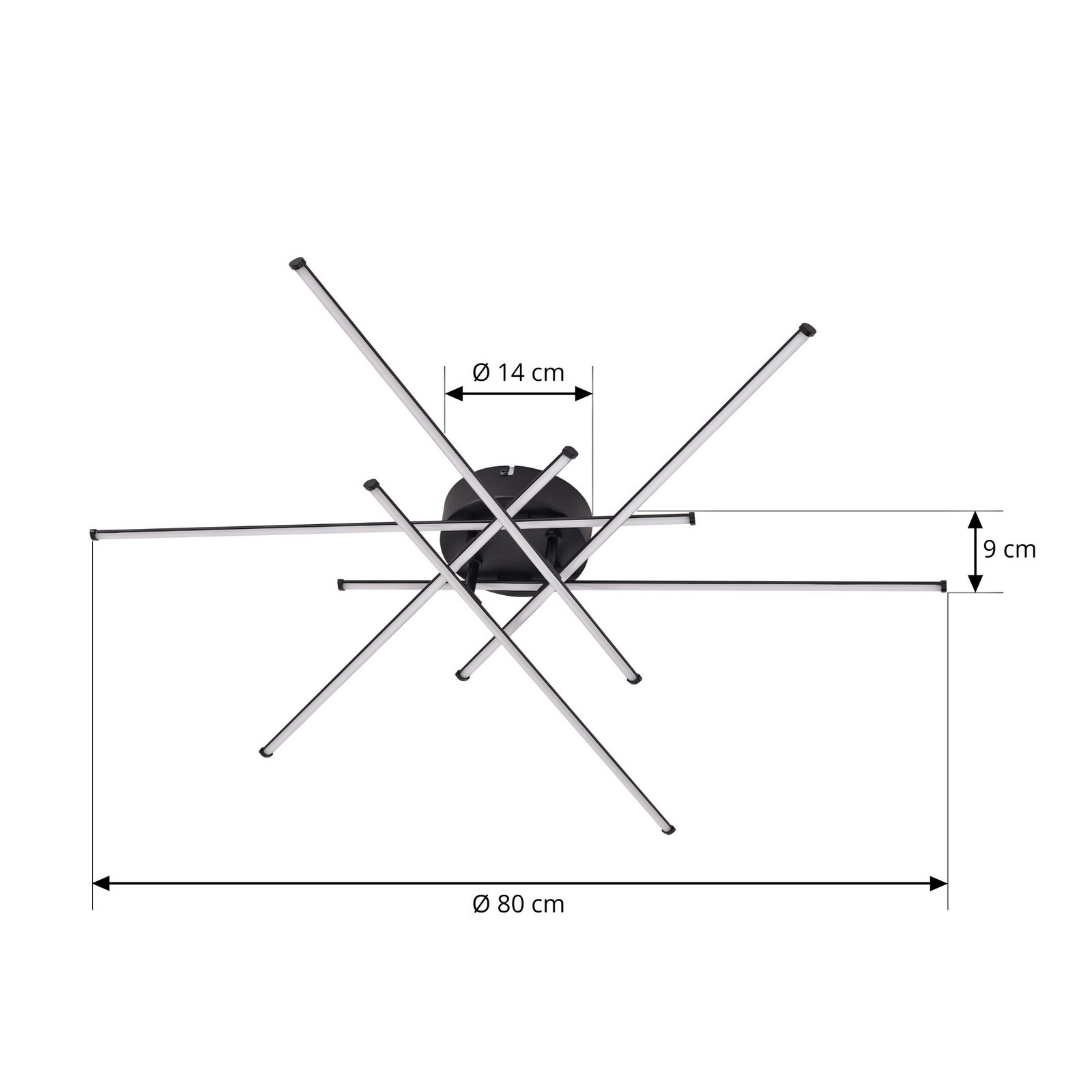 Lindby LED-Deckenleuchte Elviano, Ø 80 cm, schwarz, 3.000 K