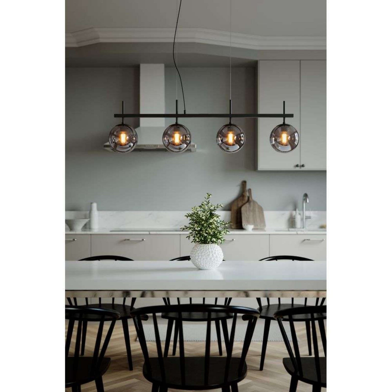 Lampa wisząca Boyle marki By Rydéns, kolor dymnoszary, 4-punktowa, szkło, E27