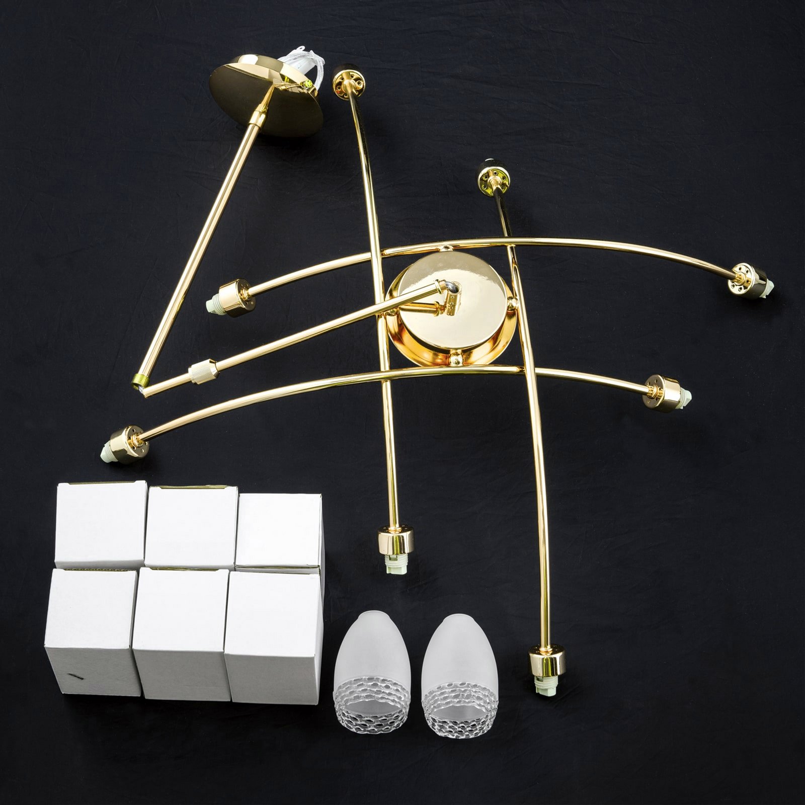 Lampă suspendată CARLA, culoare alamă, Ø 84 cm, metal/sticlă 8 becuri.