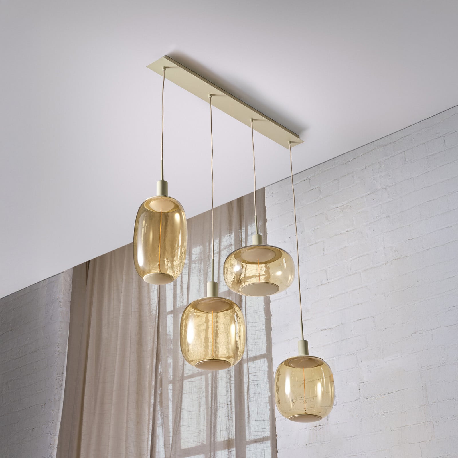 Lampă suspendată OSRAM Decor Needle Linear bej oțel 4 becuri E27 - Camera de zi / sufragerie - Modern - Metal