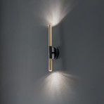 Aplică de perete Sopel Lux, 2 becuri, negru/auriu, înălțime 38 cm