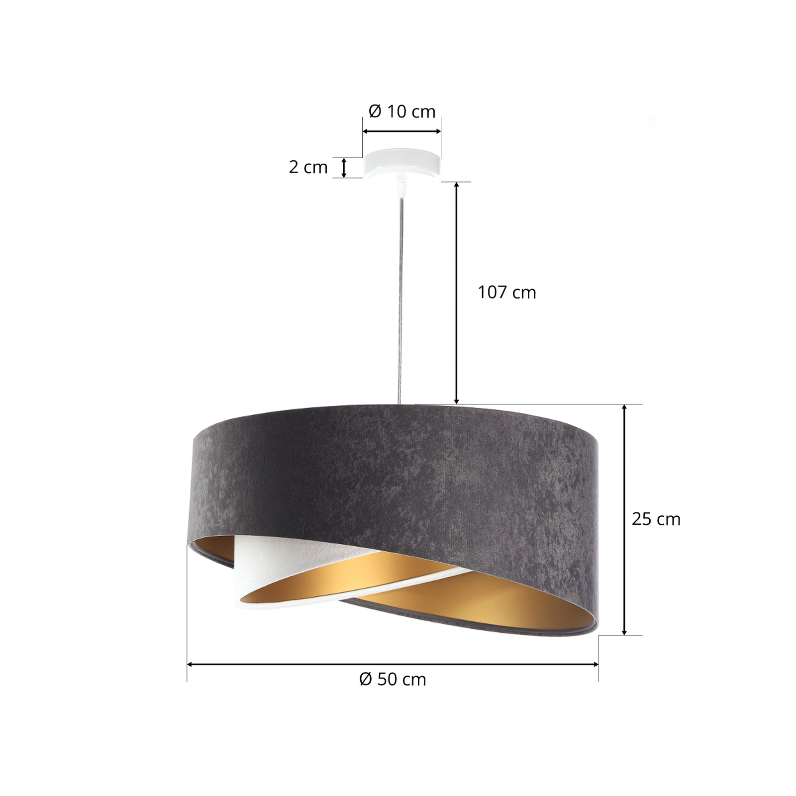 Vivien hanging light tricolour dark grey/white/gold