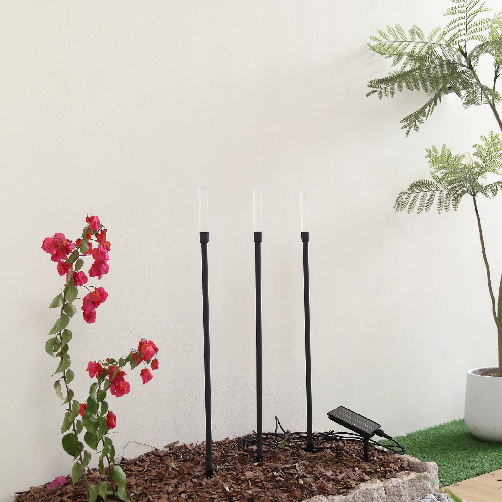 Balian Solar Cell Lamp w/Ground spike 3 pcs. Black - Lindby