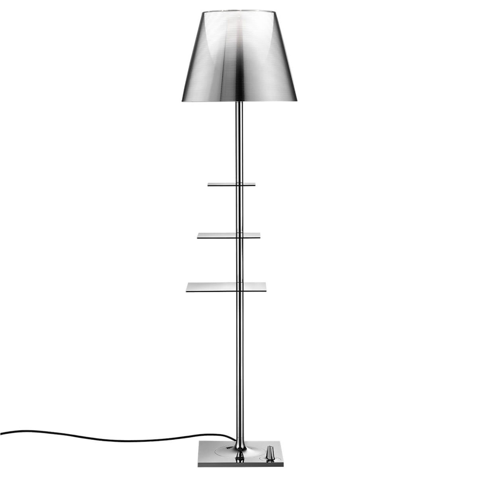 Flos Bibliotheque Nationale Floor Lamp,Aluminium Silver, for Living / Dining Room, Stainless steel, injection moulded methacrylate, E27, 150 W, energy efficiency: A++, H: 150 cm