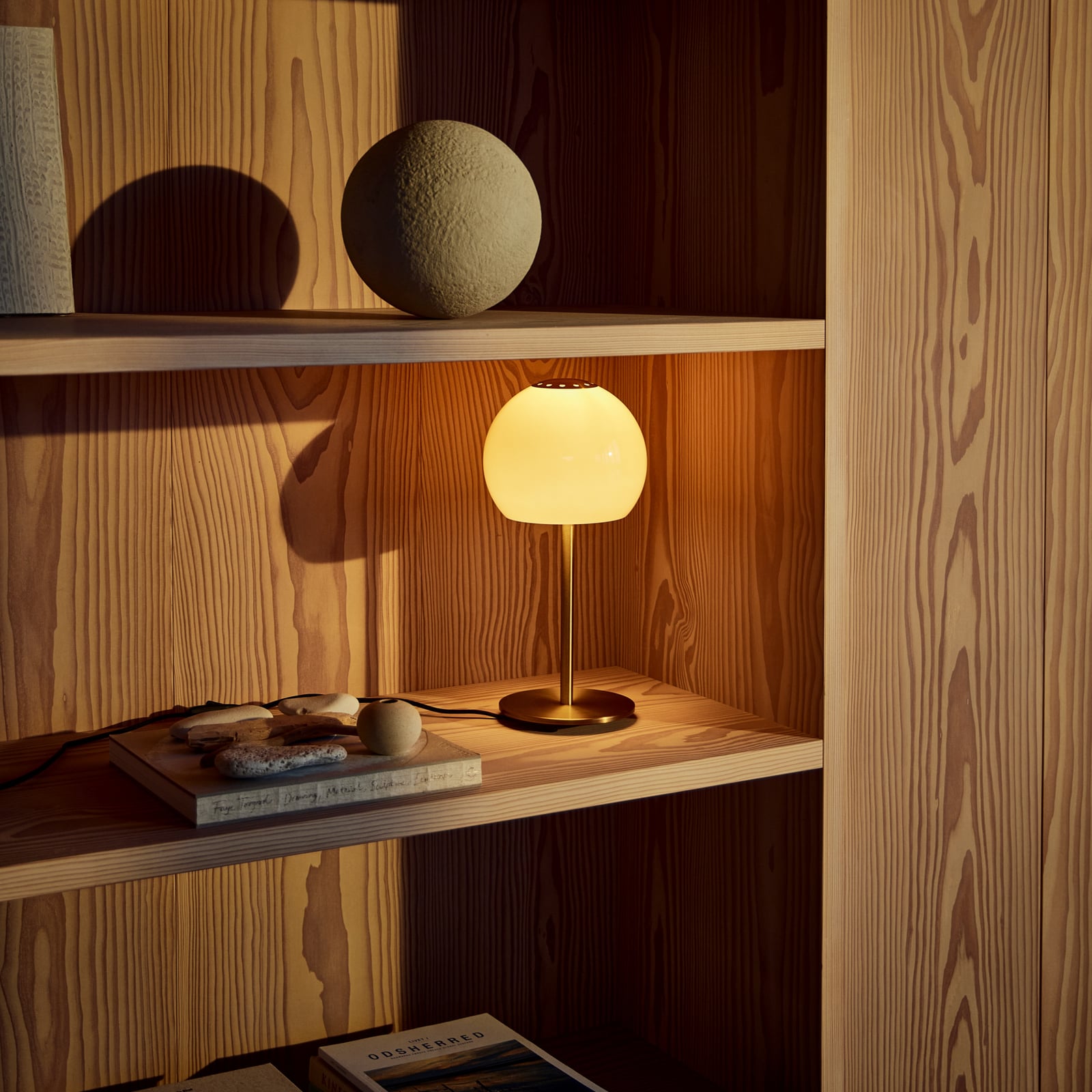 FRANDSEN Tafellamp Ball Glass, amber, glas, 37 cm, E14