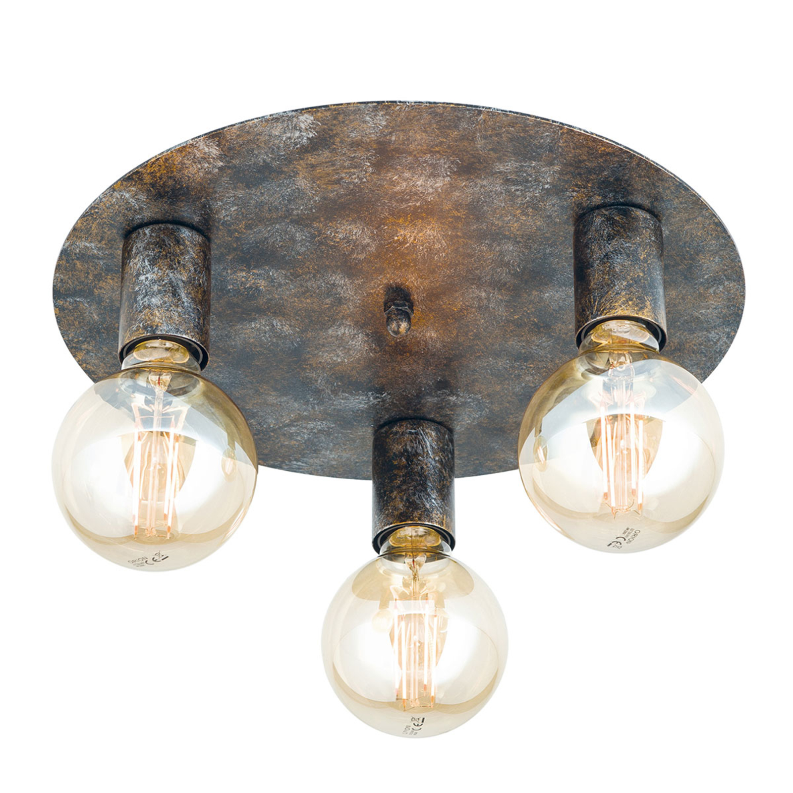 Lámpara de techo Rati, 3 bombillas en look Vintage