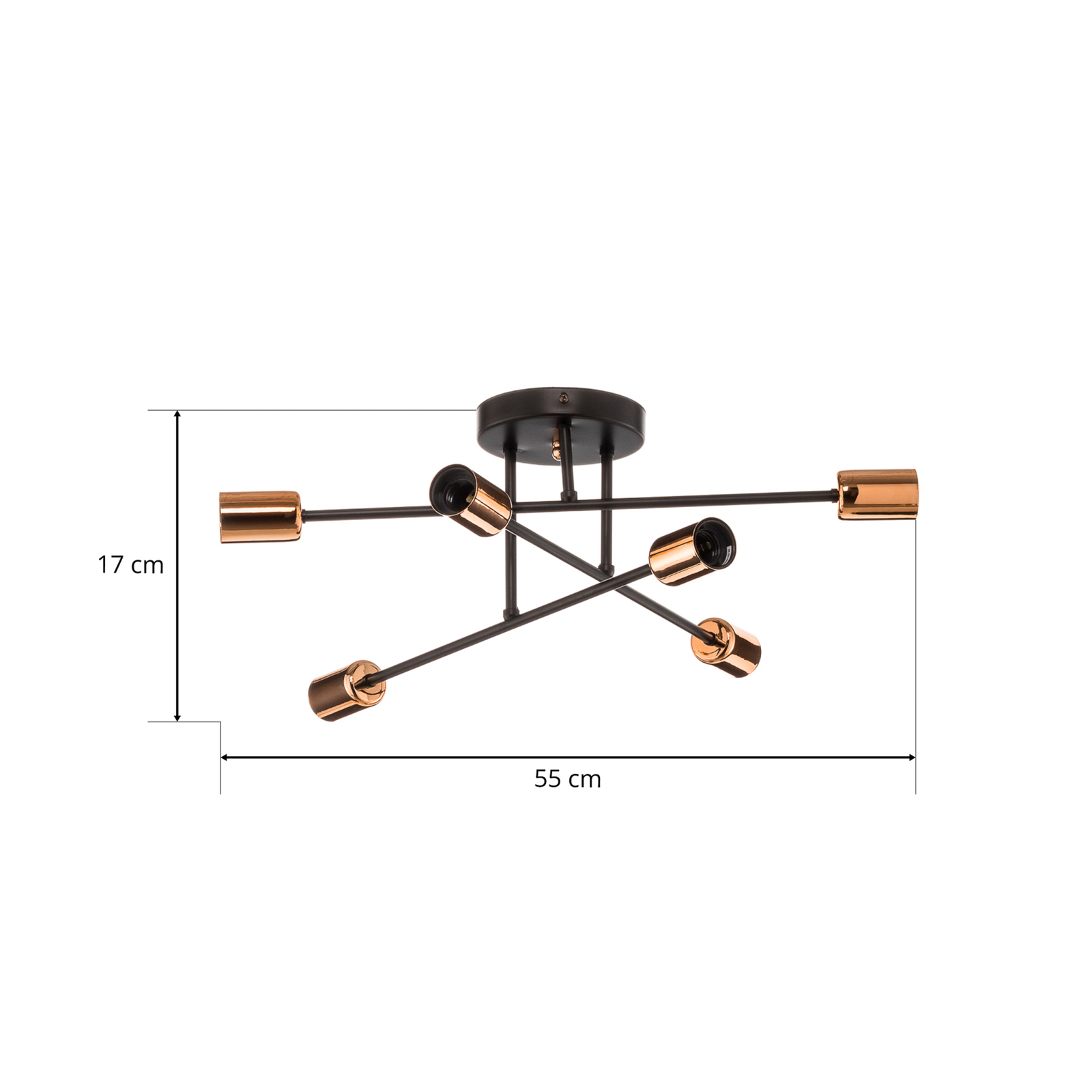 Veken 6B loftlampe i sort og kobber