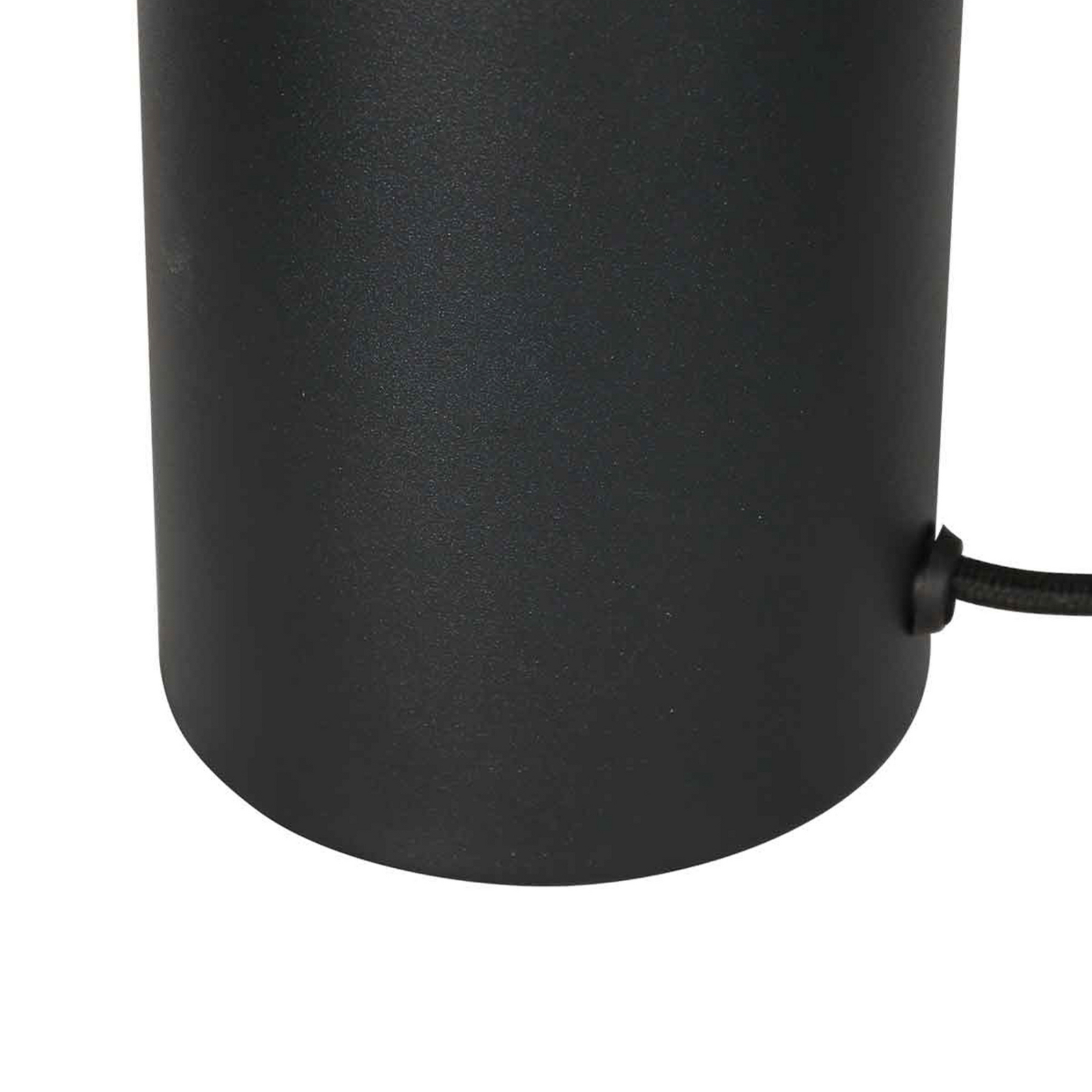 Galda lampa „Bloeba“, melna, brūna auklas apdare, Ø 23 cm