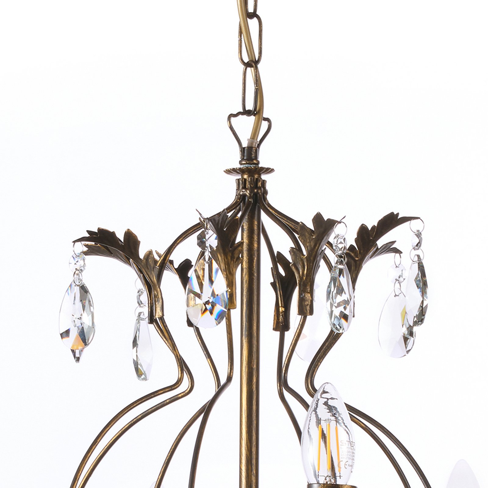 Chandelier Teresa, 12-bulb, bronze-coloured, crystal