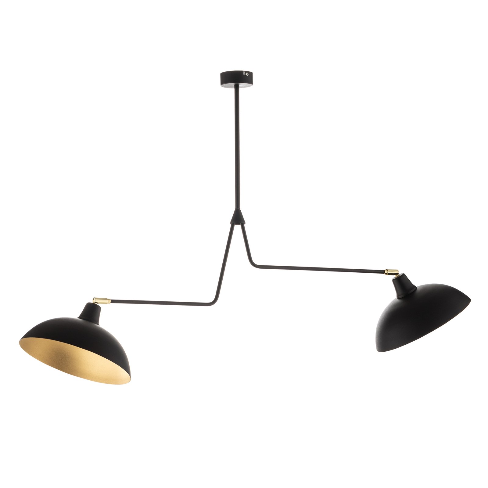 Hanglamp 1036, 2-lamps, zwart-goud