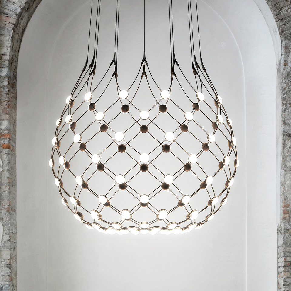 Luceplan Mesh Taklampa Ø100xH90 Phase 2m, svart från Luceplan