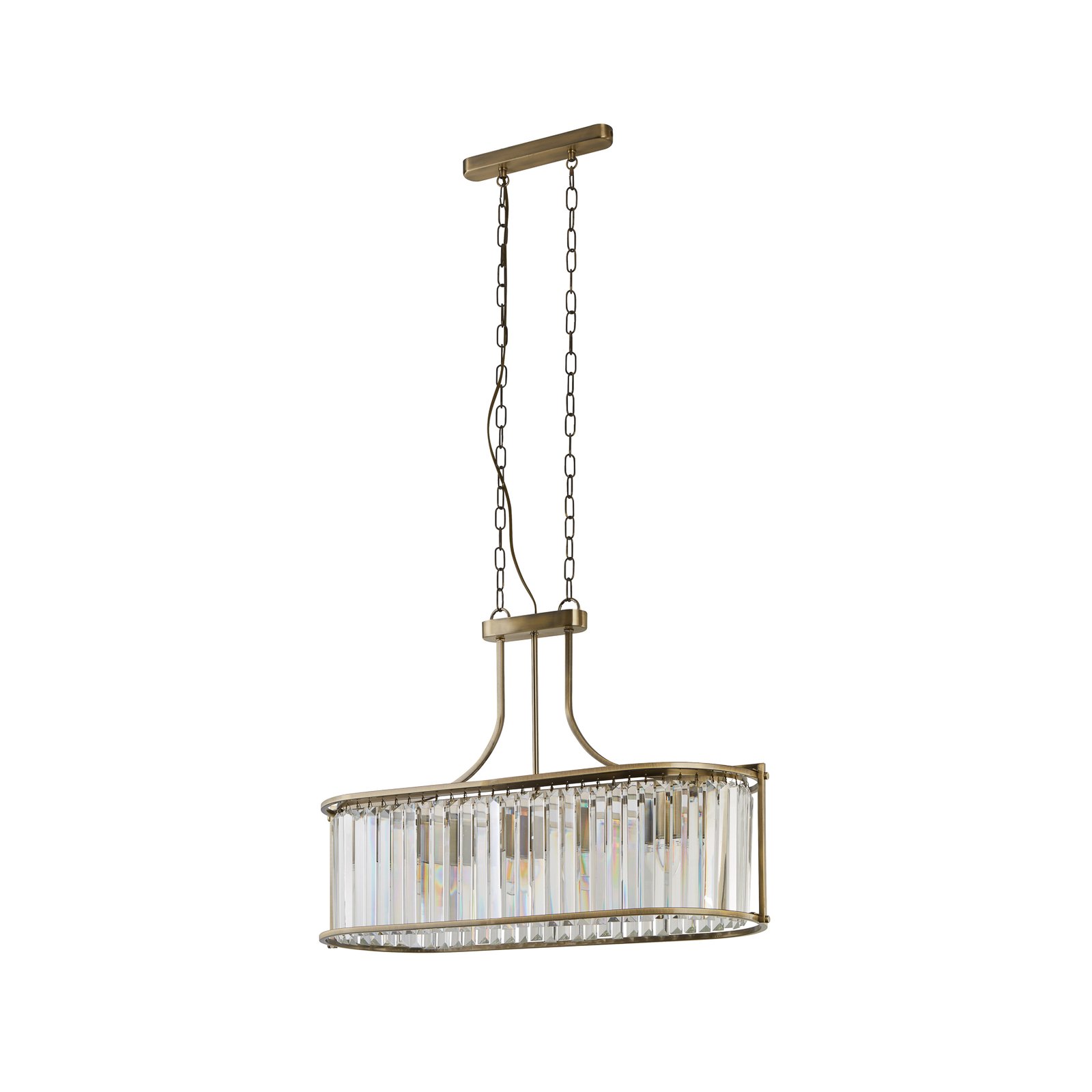 Victoria hanging light, brass-coloured, crystal glass, 78 cm, E27