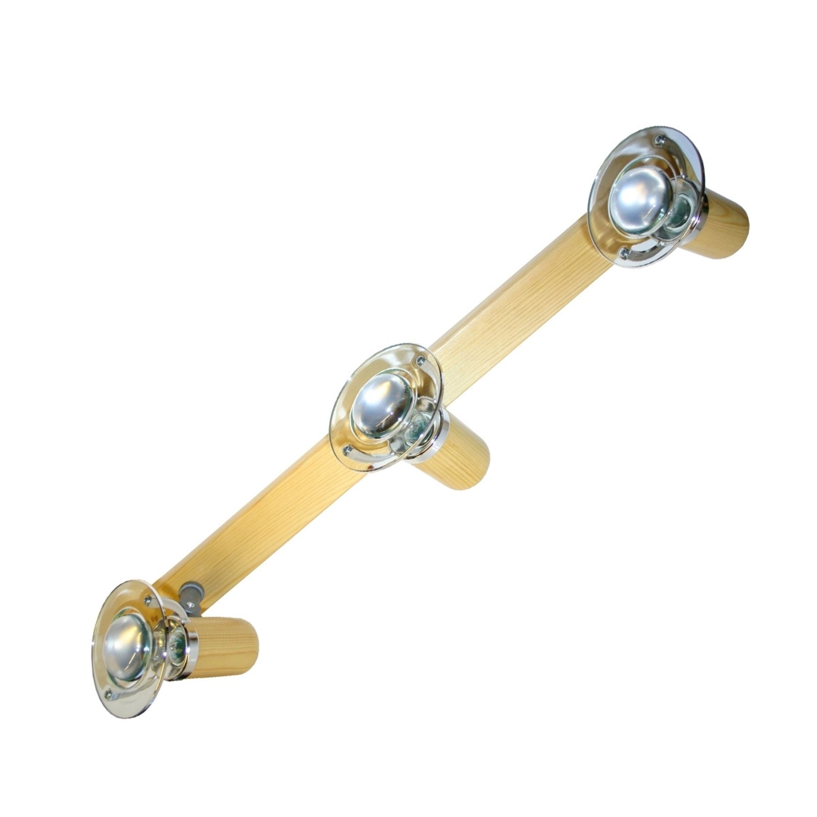 Busch Three-bulb ceiling light Karina, for Living / Dining Room, wood, PVC, E14, 40 W, energy efficiency: E, L: 64 cm, W: 4.5 cm, H: 20 cm