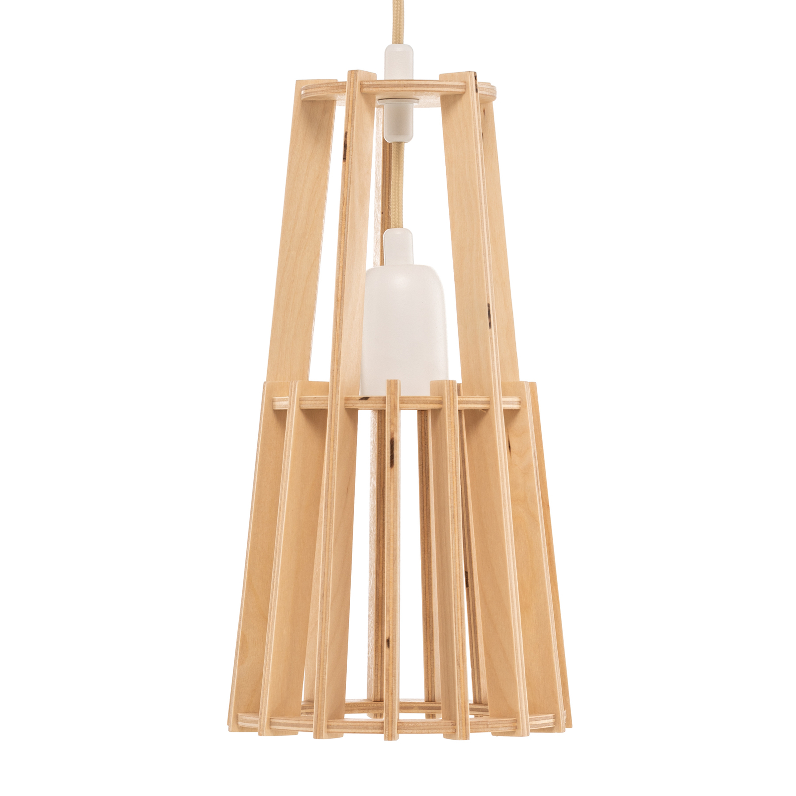 Envostar Lohr hanglamp, hout, kegelvormig Ø 16cm