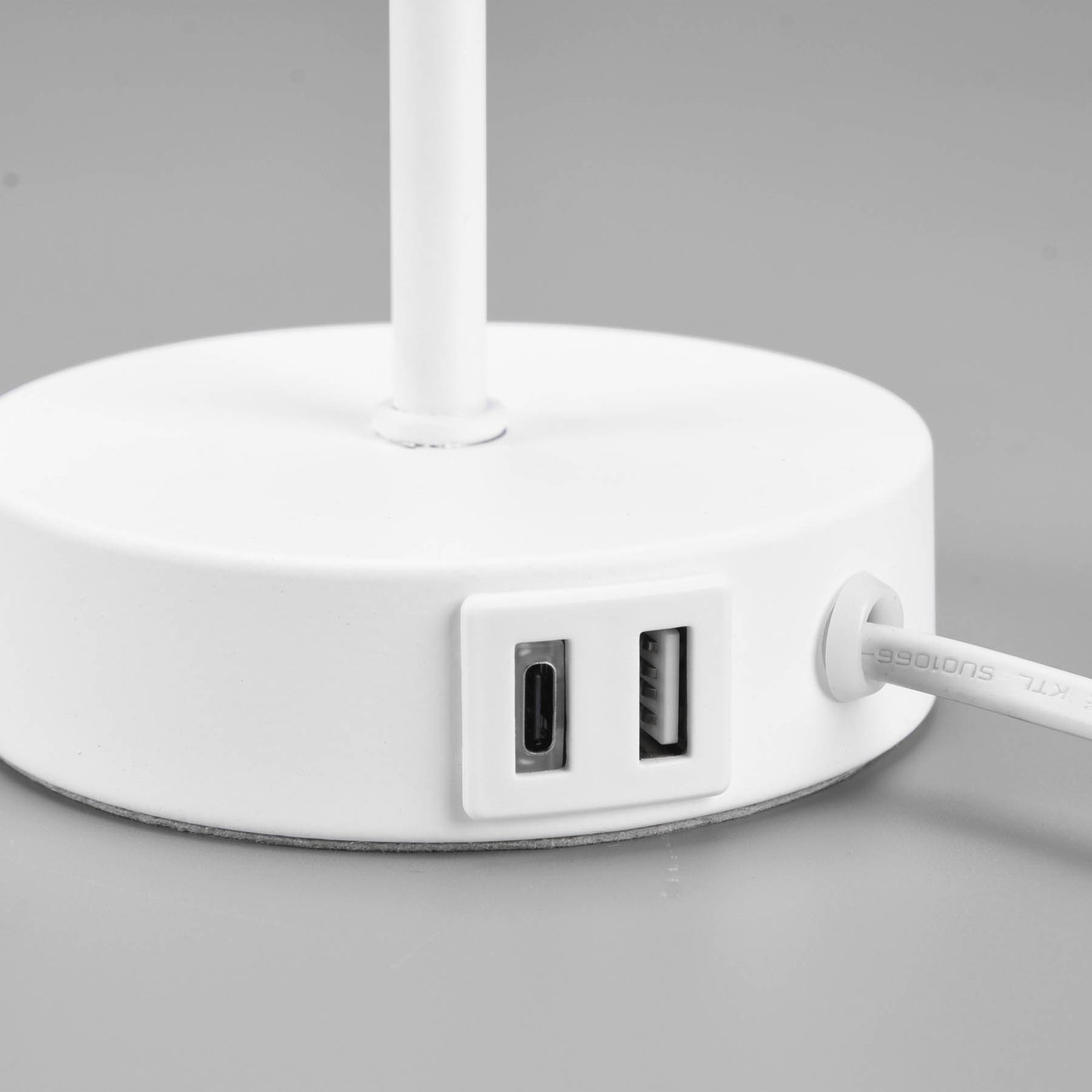 Bordlampe Jaro med USB-tilkobling, hvit/hvit