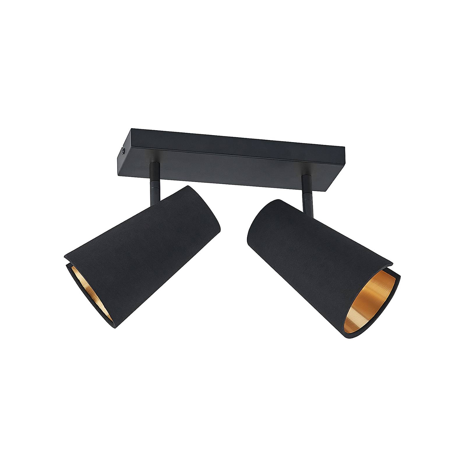 Lindby Zylindro ceiling light, two-bulb, for Living / Dining Room, steel, fabric, PVC, E14, 40 W, L: 31 cm, W: 11 cm, H: 18 cm