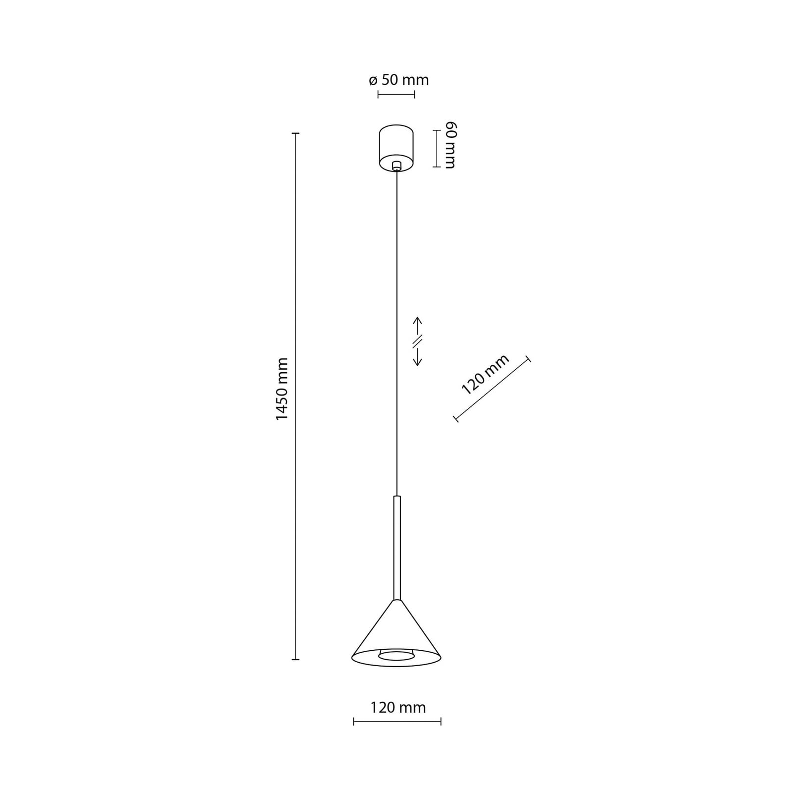 Suspension Cono Mini, à 1 lampe, Ø 12 cm, noir, GU10 Suspension Cono Mini, à 1 lampe, Ø 12 cm, noir, GU10