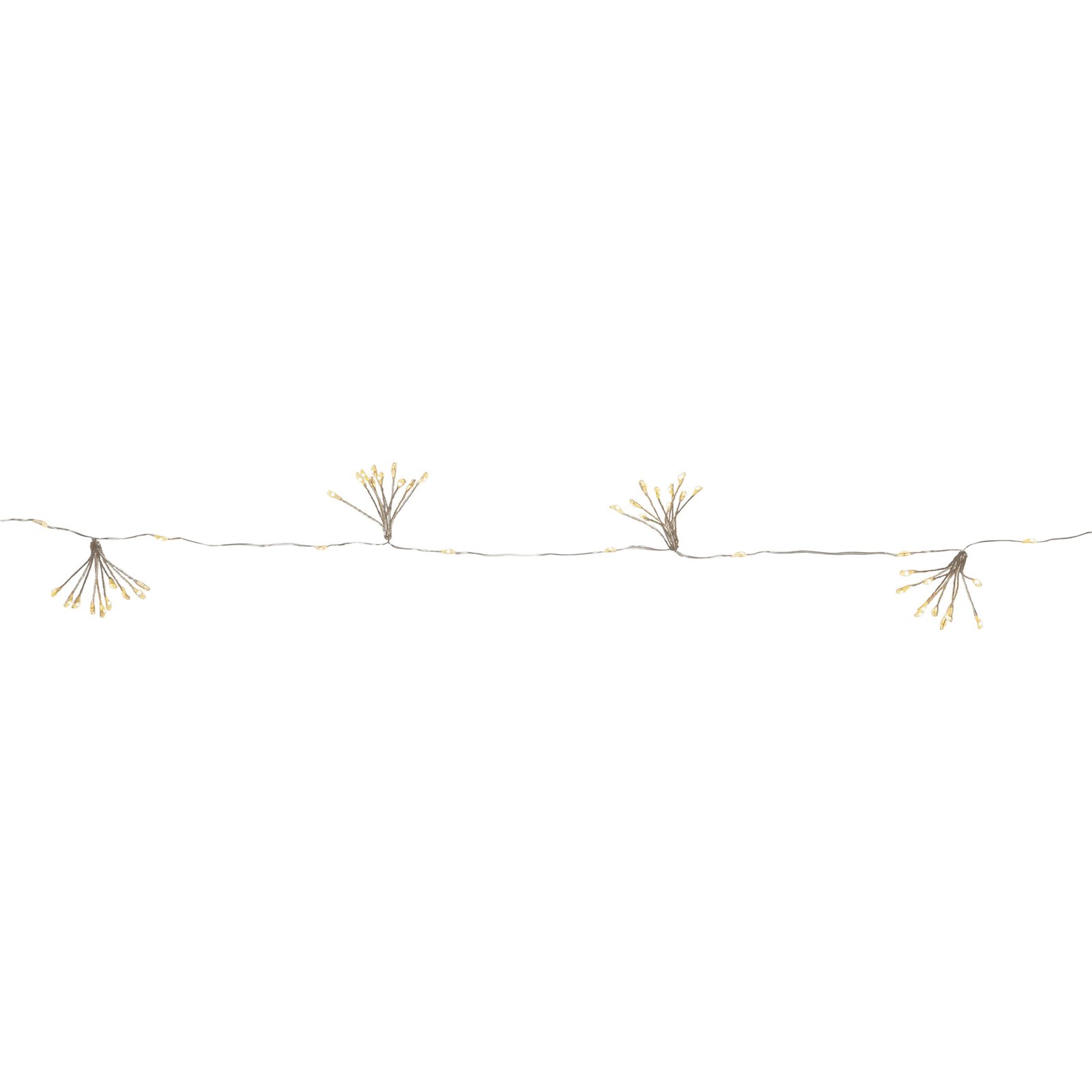 LED-keijuvalot Dew Drop Flower, hopea, 140 cm, paristo, paristo