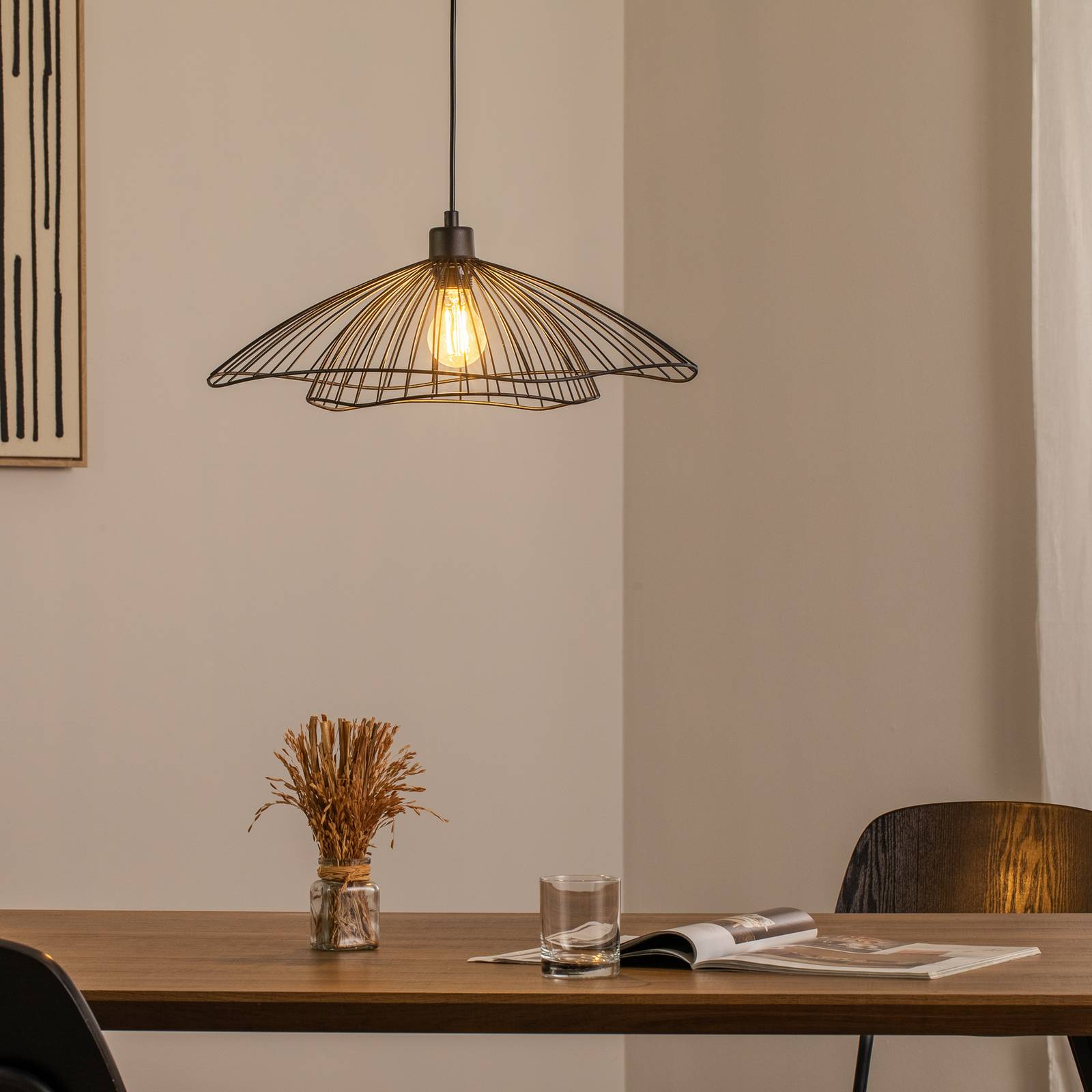 Hängeleuchte Tel, schwarz, Metall, Ø 50 cm, Metall günstig online kaufen