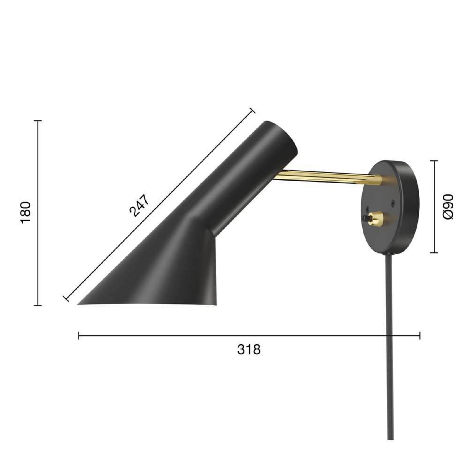 AJ V&auml;gglampa Brass/Black Louis Poulsen - Vardagsrum - Metall