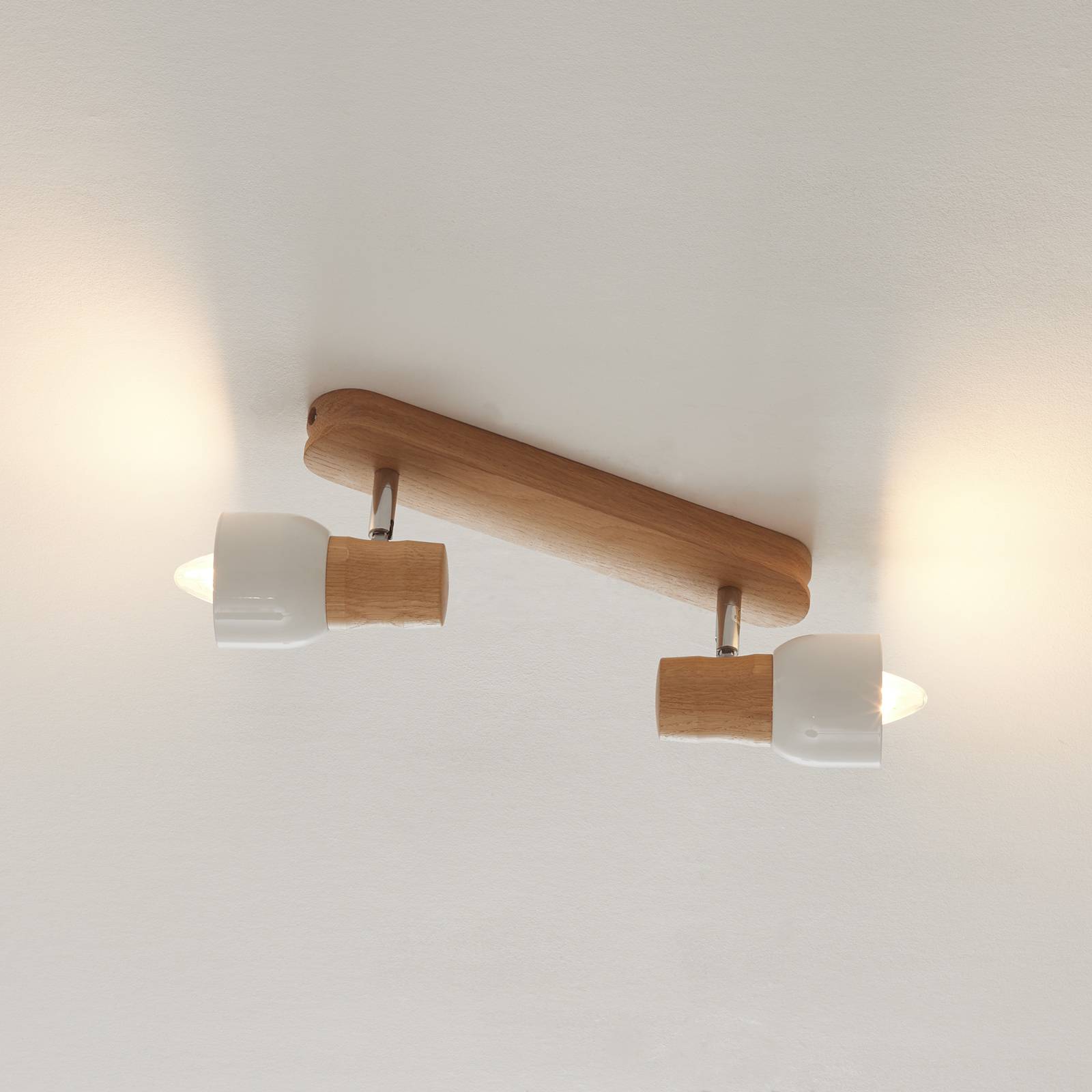2-punktowa drewniana lampa sufitowa Svantje