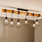 Karou ceiling light, 6-bulb, pine, brown