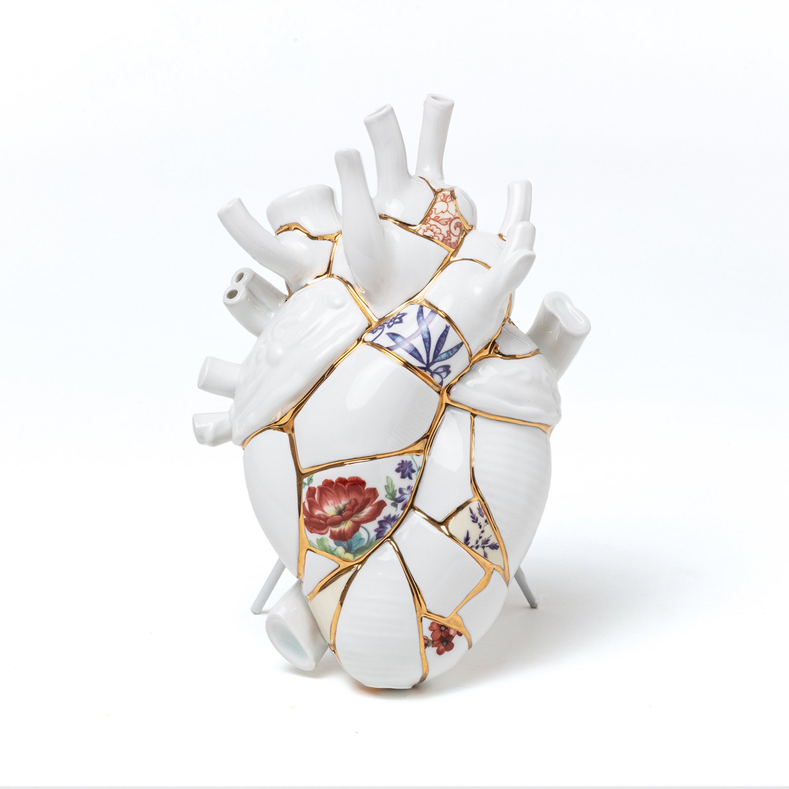 Love In Bloom Kintsugi Porcelain Heart Vase - Seletti