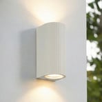 Lindby udendørs væglampe Aluvo, hvid, 16 cm, IP65, riflet