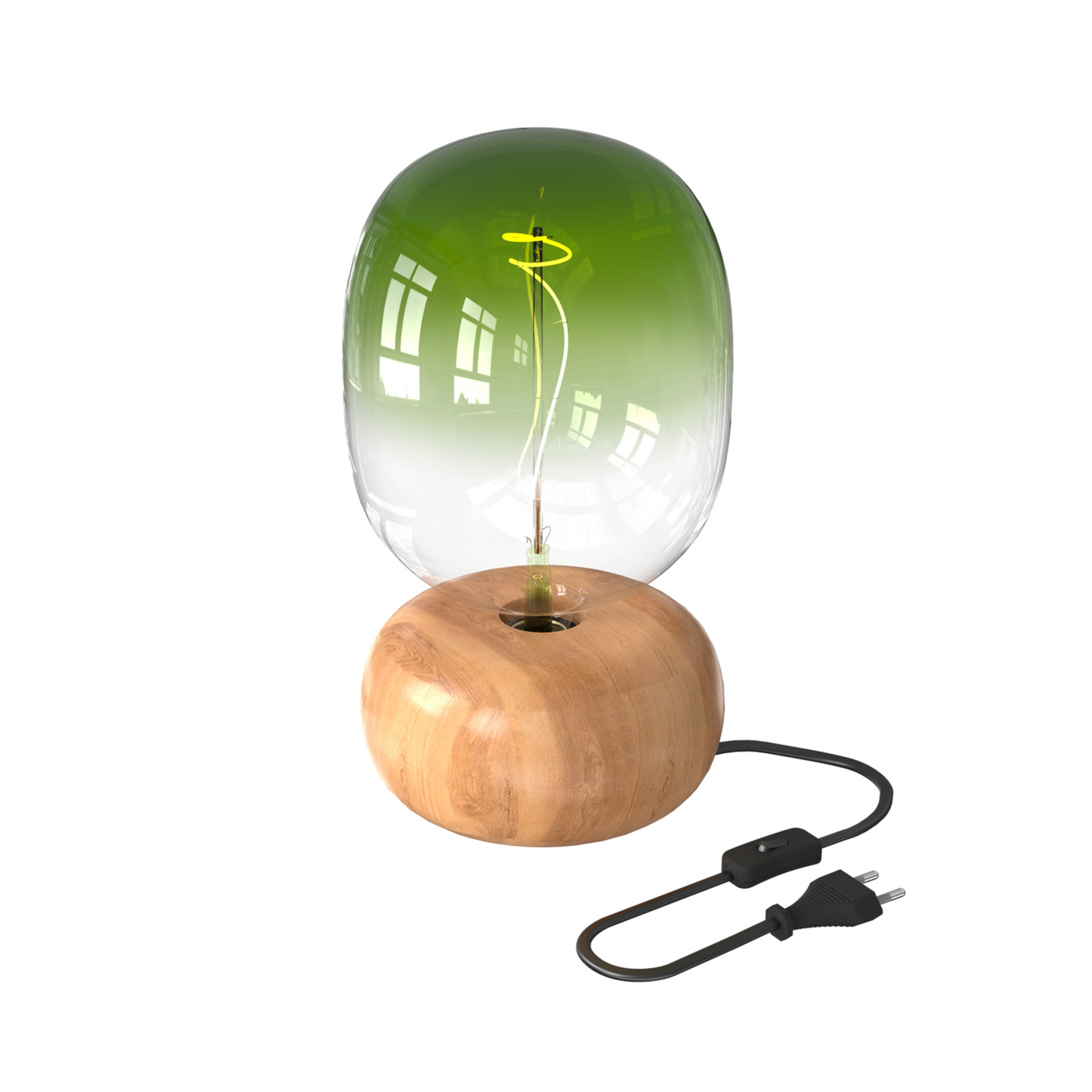 Calex Round Wood stolová lampa z dreva