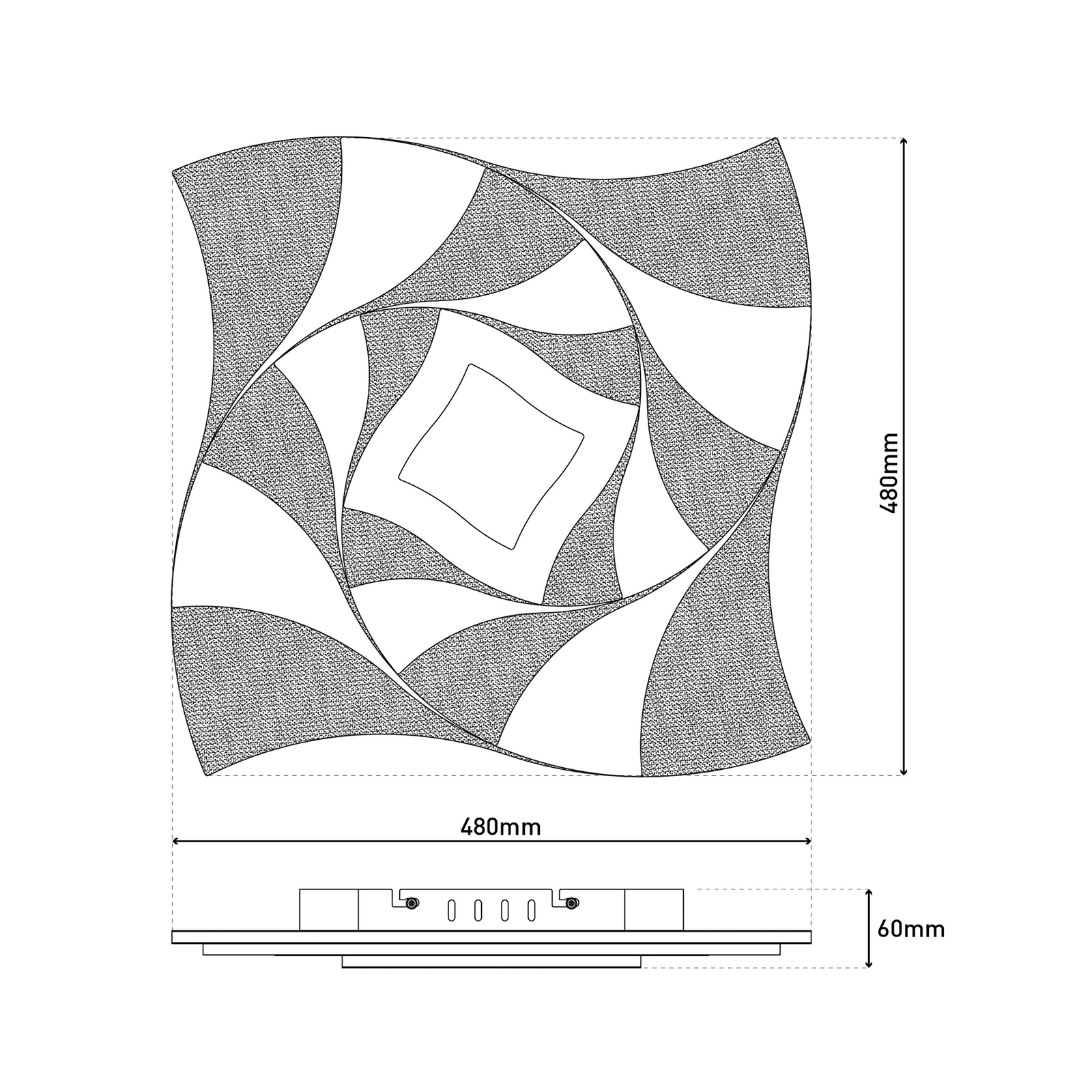 Plafonnier LED Liora, blanc, métal, longueur 46 cm, CCT, 3D