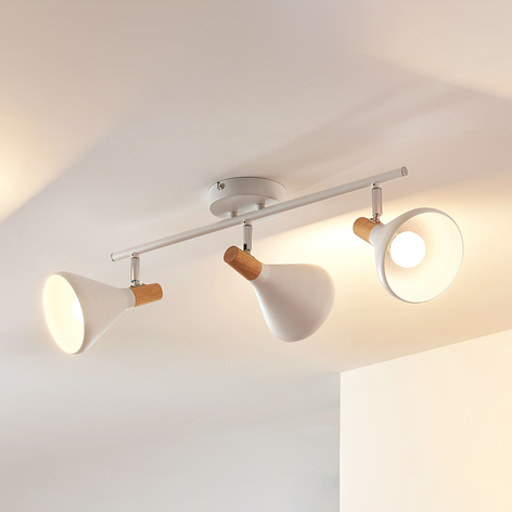 Taklampe Arina i hvitt, 3 lyskilder, lang