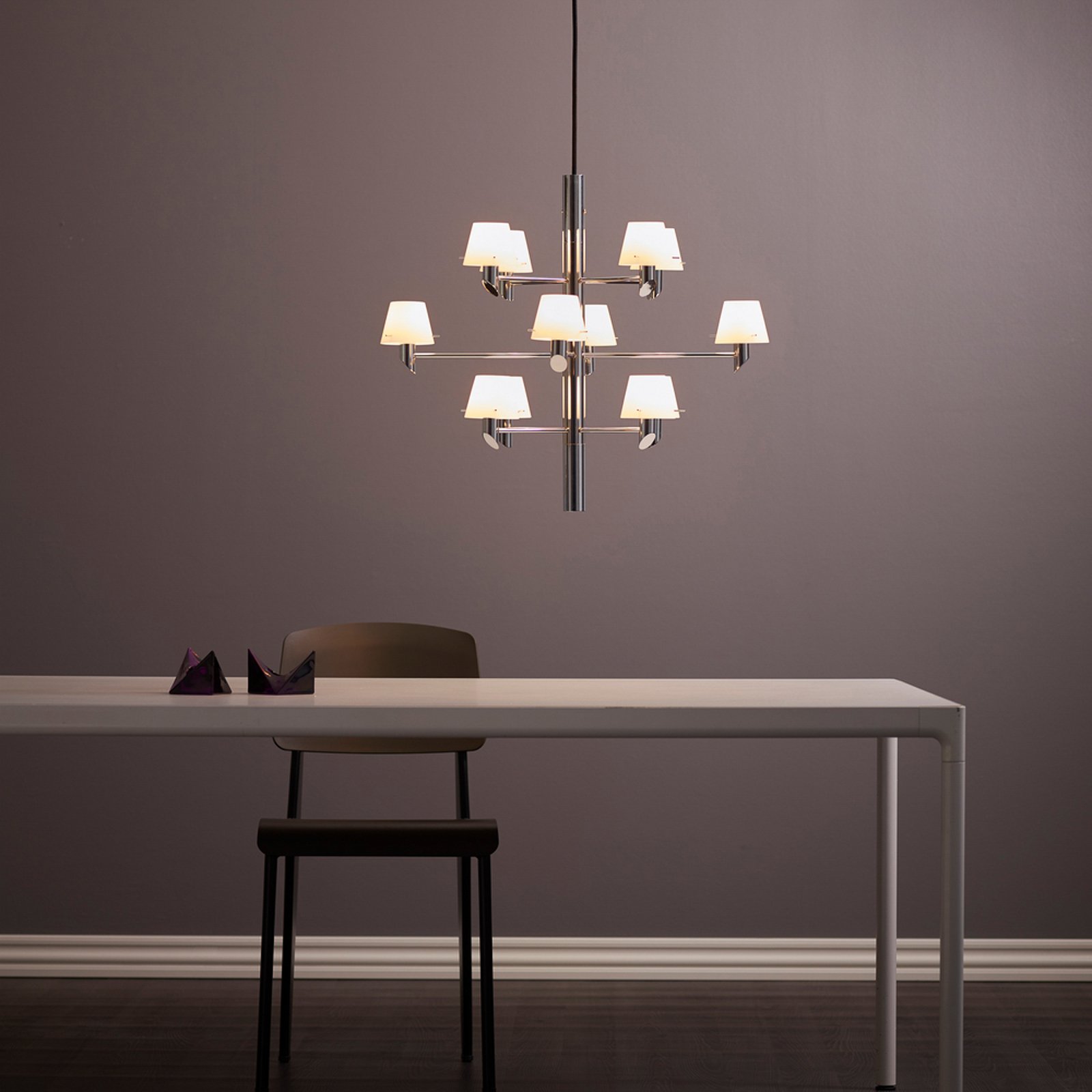 Gil Lustre, couleur chrome, Ø 67 cm, à 12 lampes - Herstal